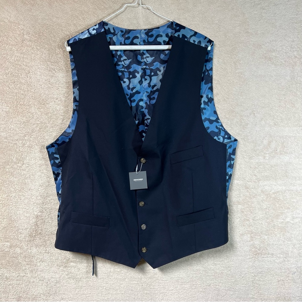 Indochino 100% Wool Vest Waistcoat Mens Large?? Camo Blue
